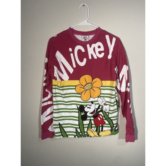 Disney Parks Mickey Mouse Spring Flower Long Sleeve Shirt Adult Small - Picture 1 of 10